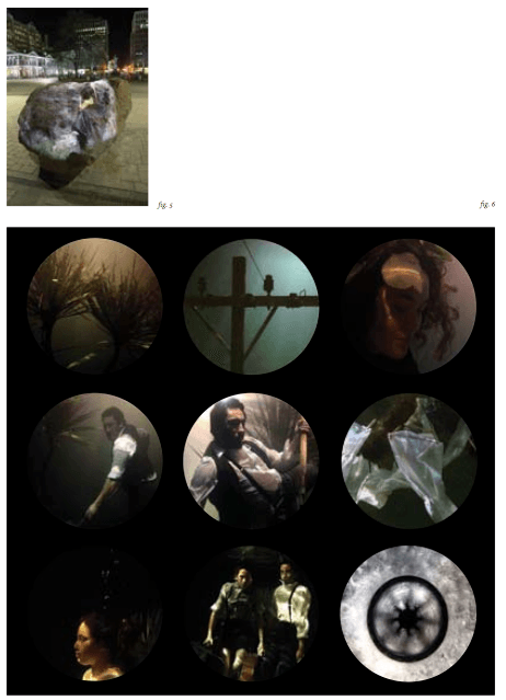Circular images on a black background.