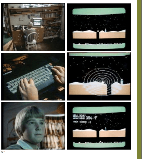 A man coding a video game in the 1980s.